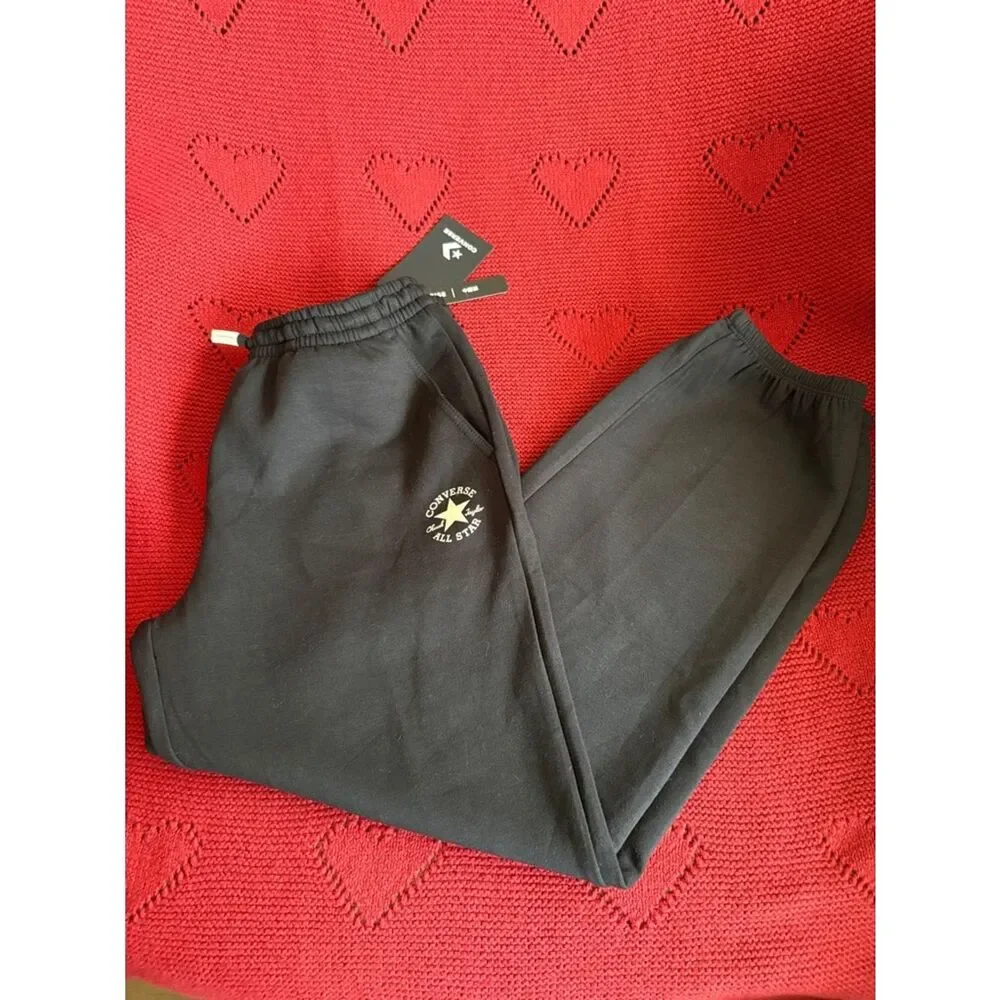 NWT Girls Converse Black Logo Fleece Sweatpants size M